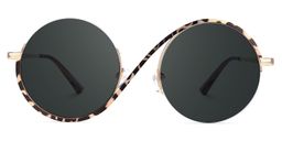 Alina Schwarz-Tortoise Rund Sonnenbrille0