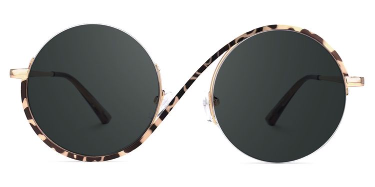 Alina Schwarz-Tortoise Rund Sonnenbrille