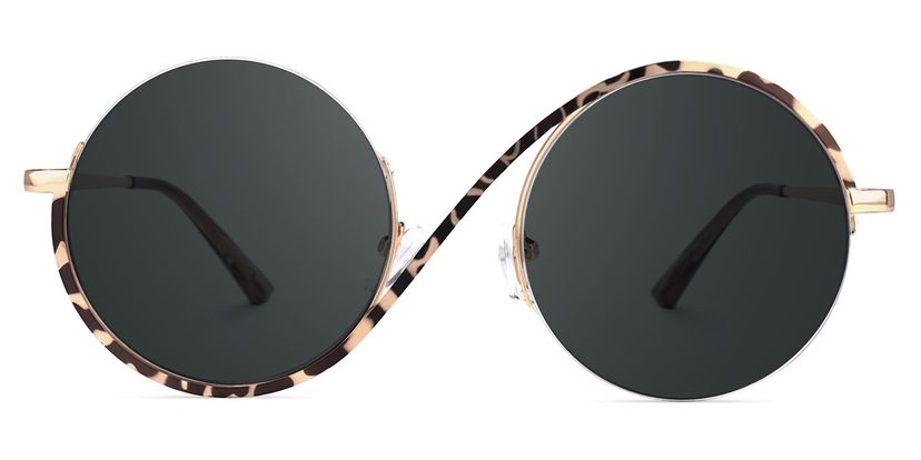 Alina Schwarz-Tortoise Rund Sonnenbrille