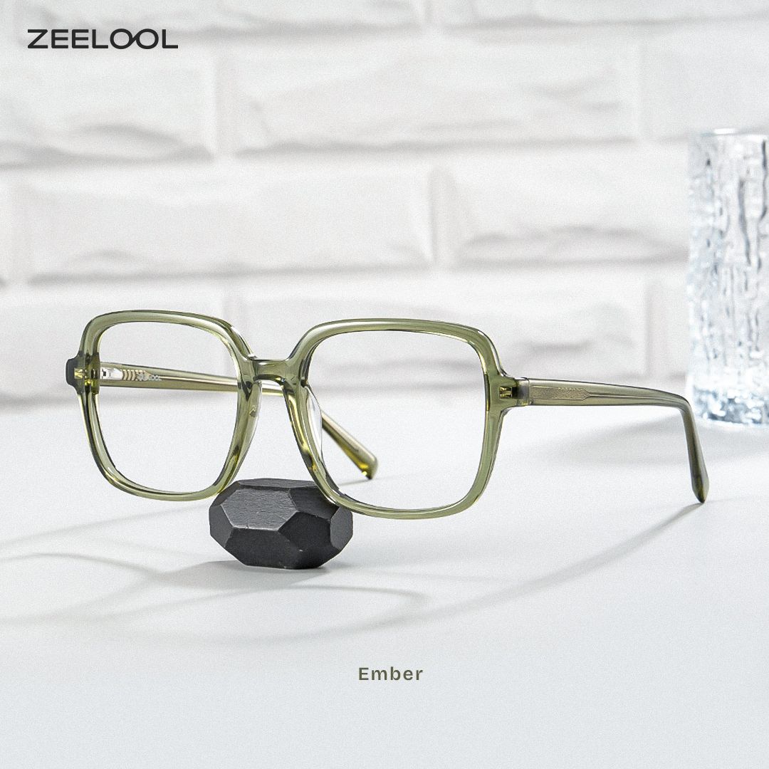 Ember Grün Quadratisch Brille1