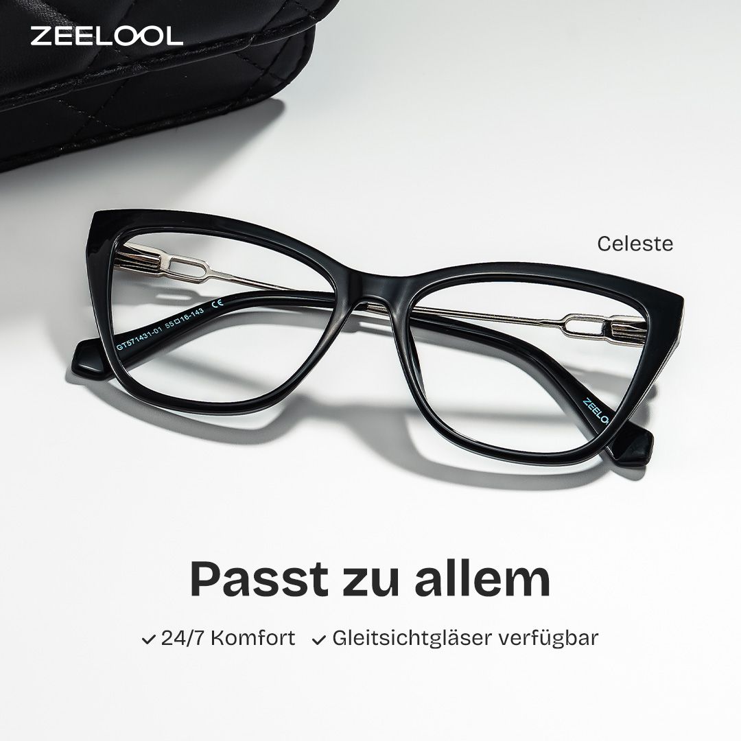Celeste Schwarz Cateye Brille1