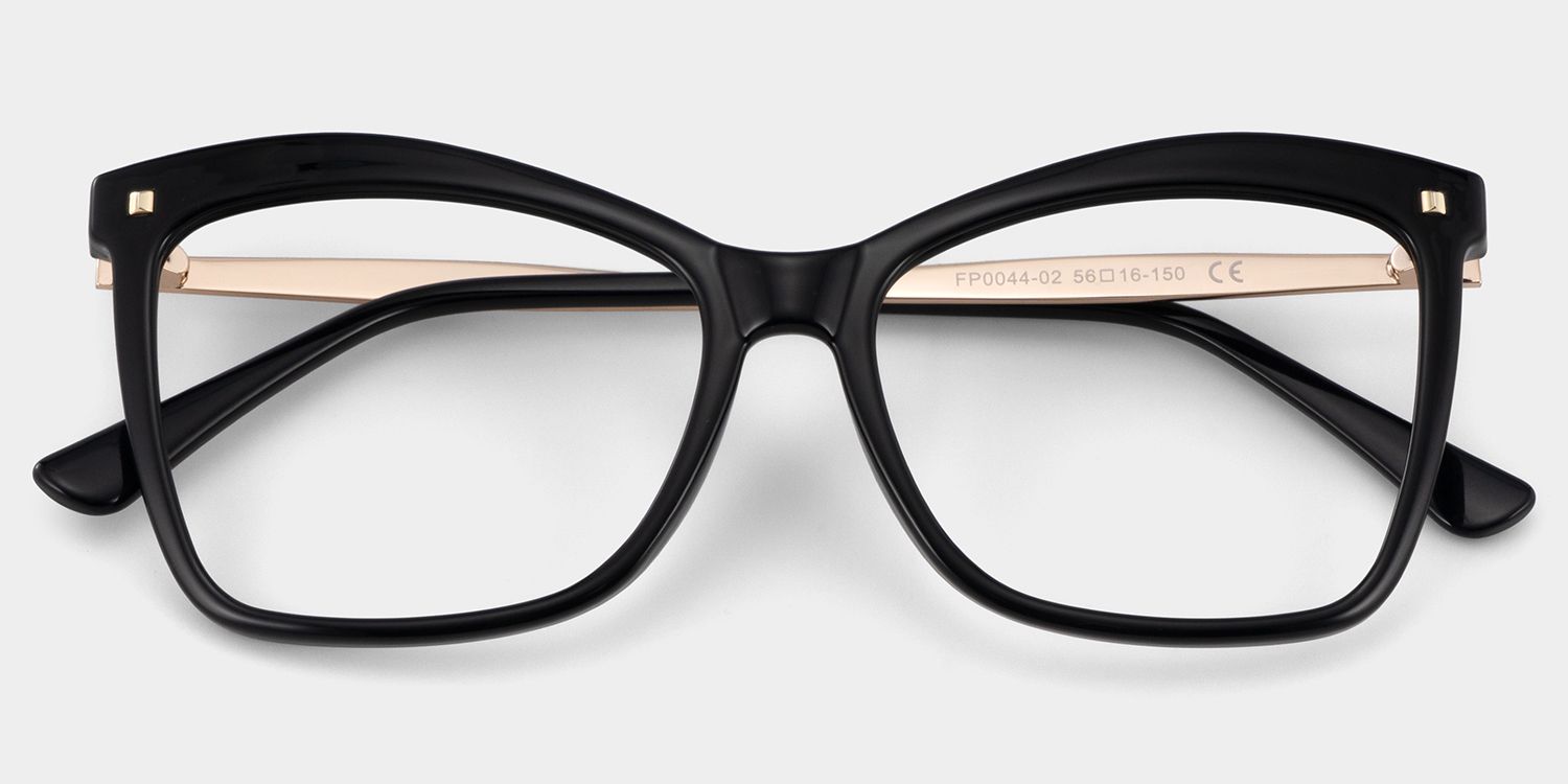 Isaebella schwarz Schmetterling-Form  Brille1