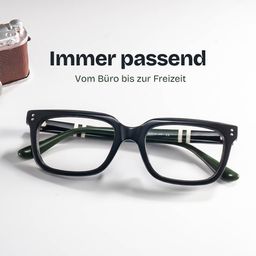 Fern Schwarz Rechteckig Brille1