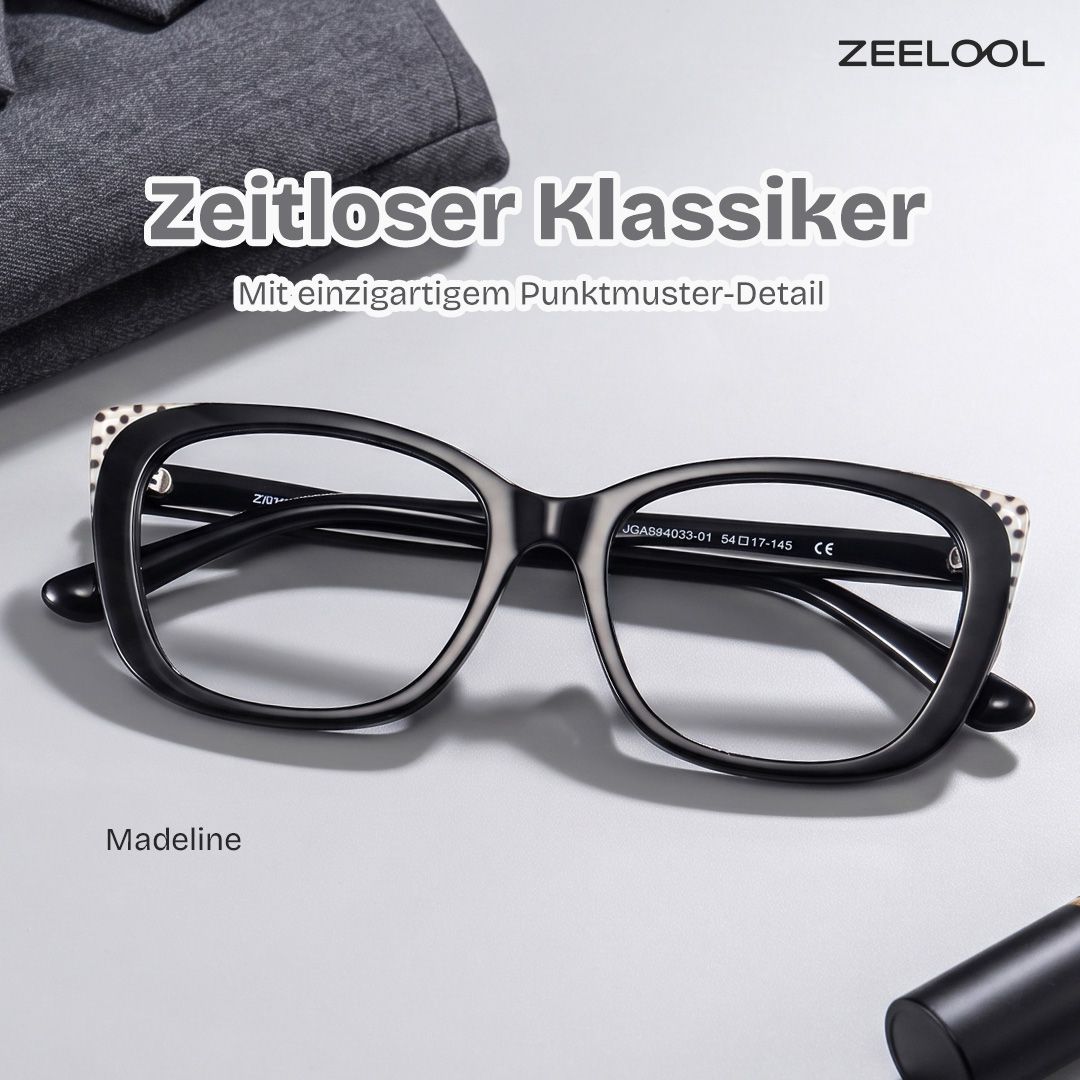 Madeline Cateye-Brille mit schwarzem Rahmen für Damen | ZEELOOL0