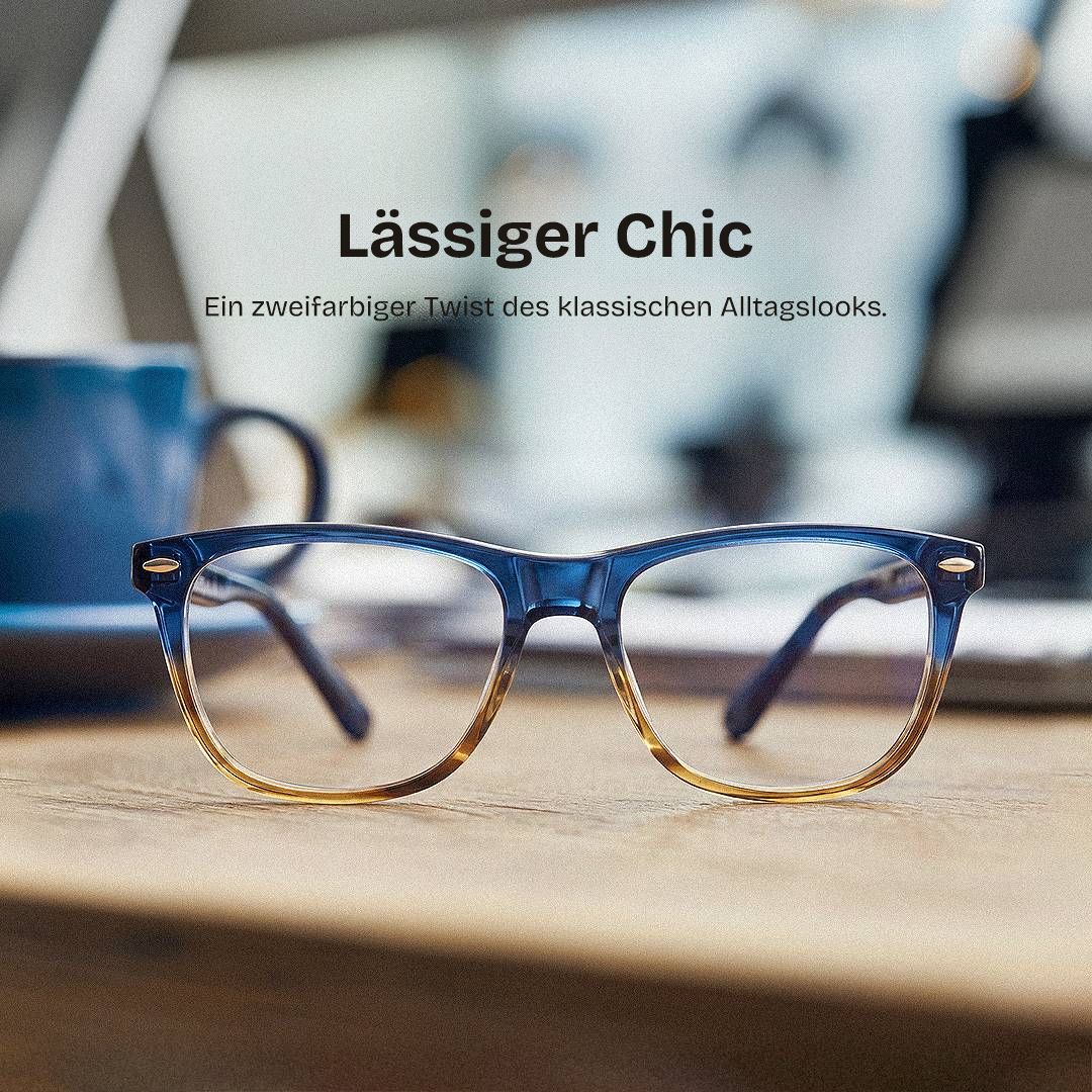 Atlas Zweifarbige Rechteck-Azetatrahmenbrille für Herren | ZEELOOL1