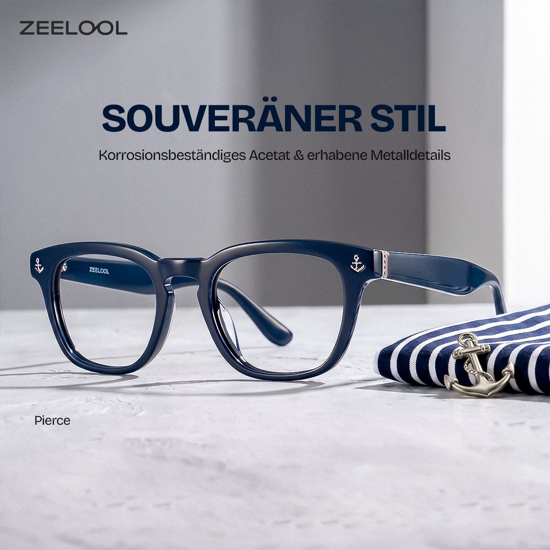 Runde Blaue Brille Pierce für Herren | ZEELOOL0