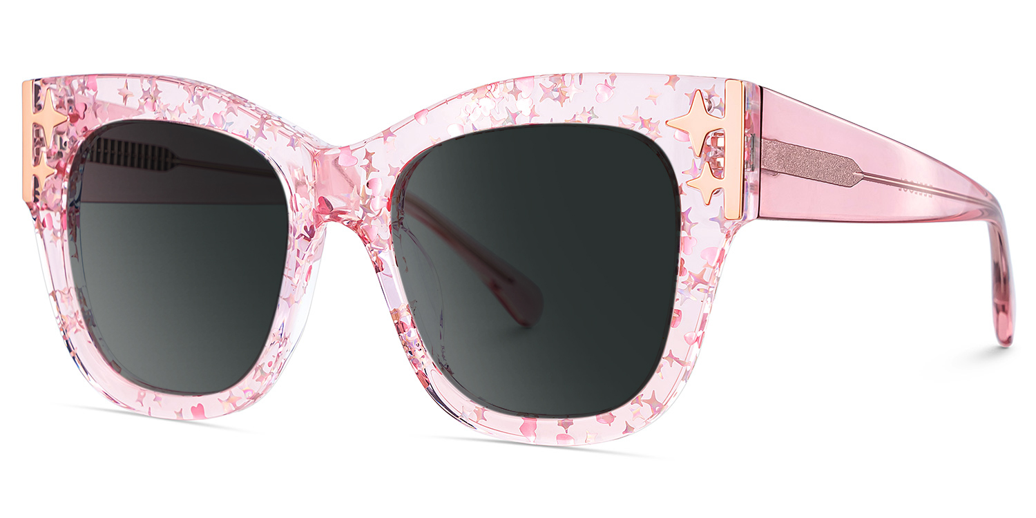 Minfia Rosa Kristall Quadratisch Acetat Brille2