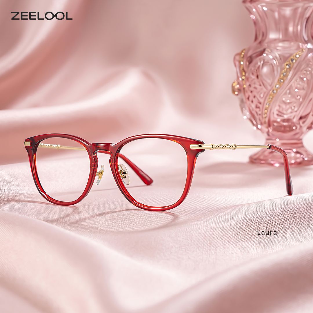 Laura Rote Brille mit quadratischem Rahmen Online | ZEELOOL1