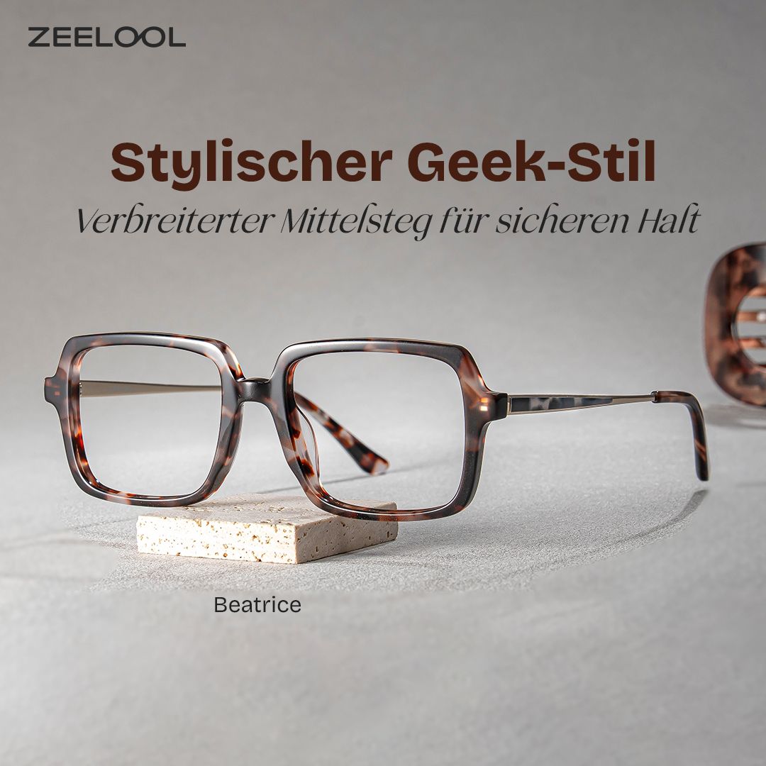 Beatrice Tortoise Rechteckig Brille0