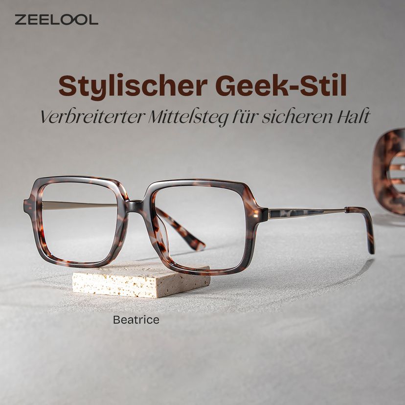 Beatrice Tortoise Rechteckig Brille