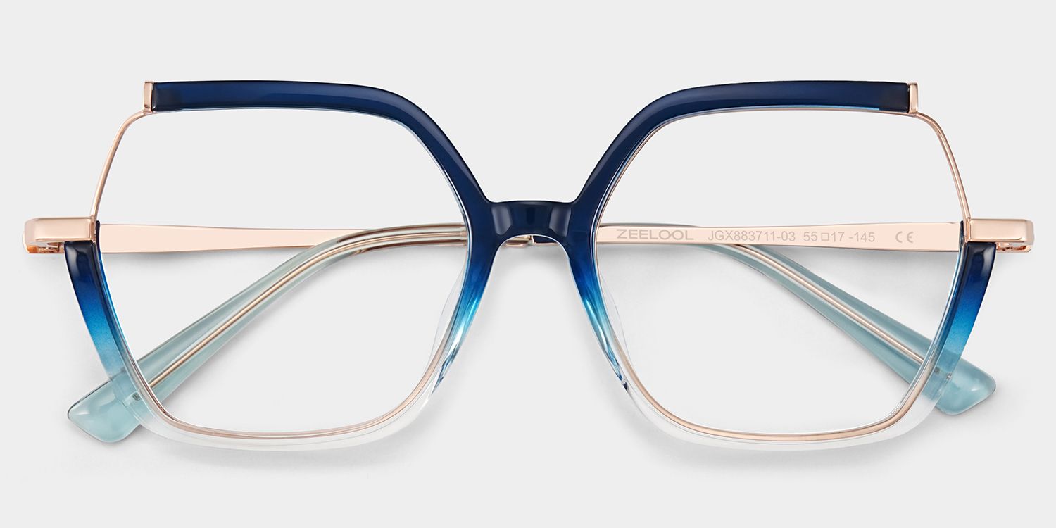 Yulisa Blau Quadratisch Gemischte Materialien Brille3