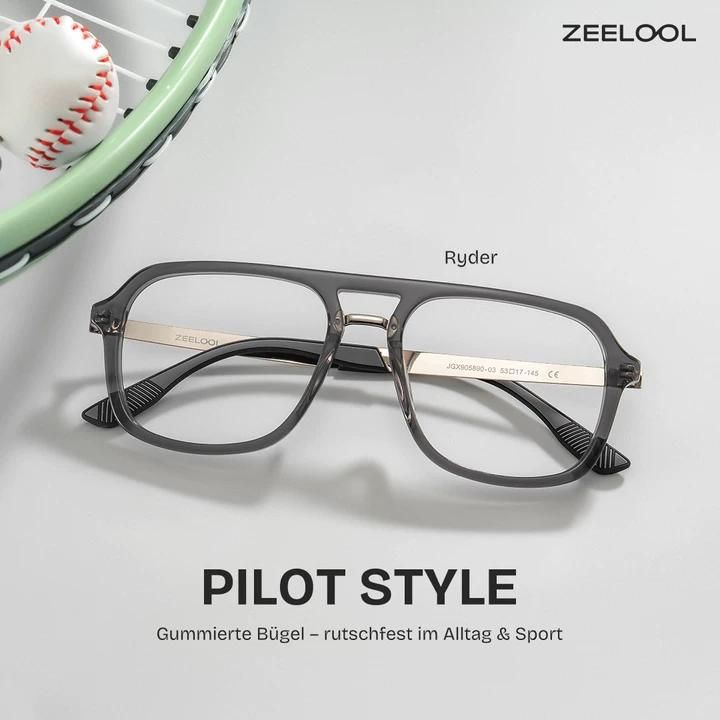 Ryder Schwarze Pilotenbrille mit gemischtem Rahmen für Unisex | ZEELOOL1