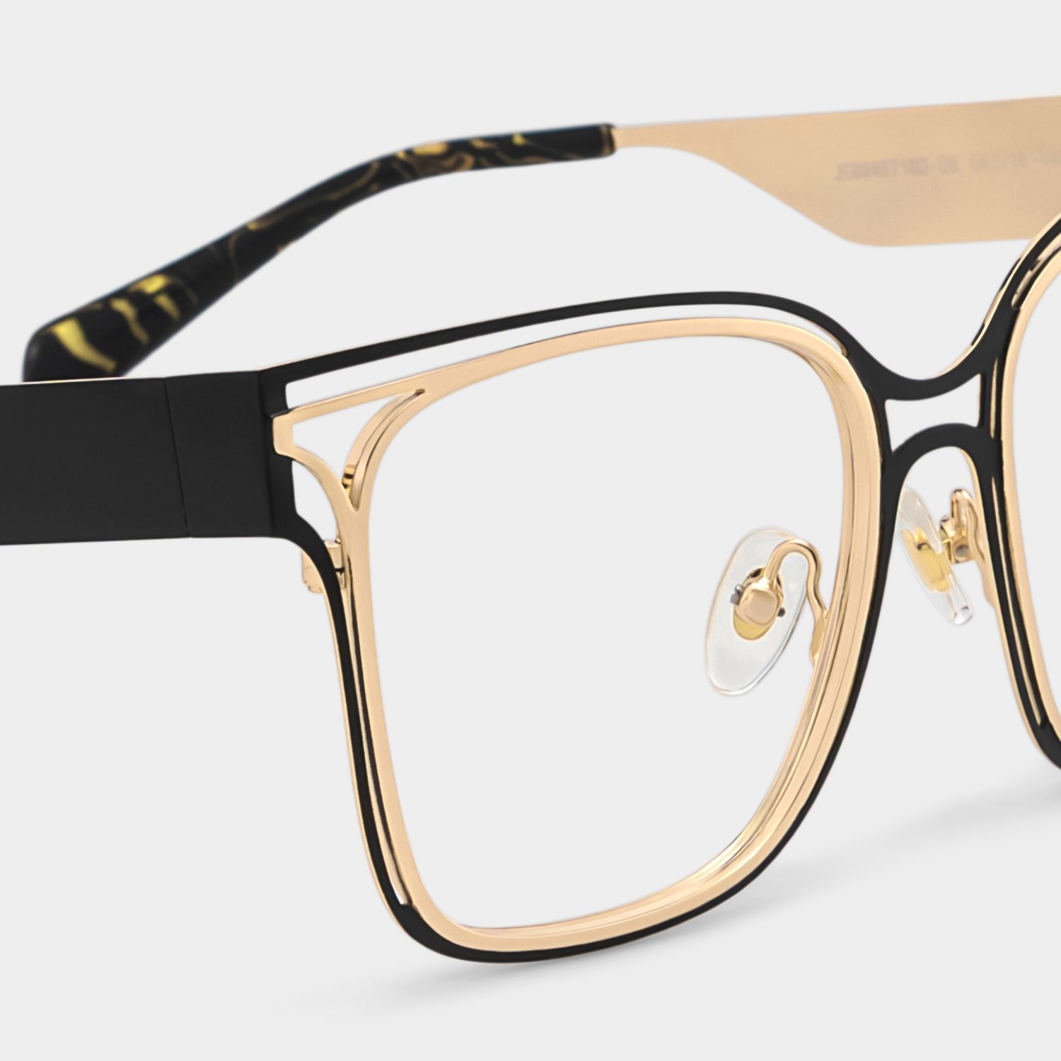 Dacarine Schwarz-Gold Quadratisch Metall Brille6