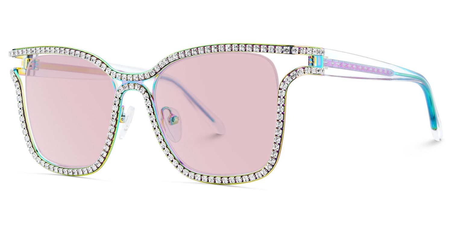 Shine Bunt Quadratisch Metall Brille2