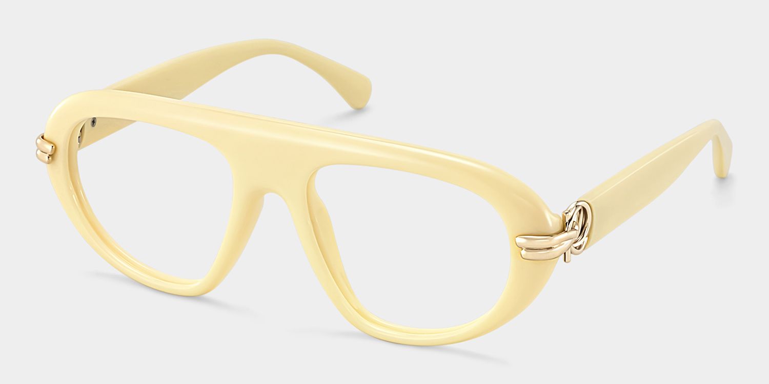 Aveline Cremeweiße Dünne Piloten-Vollrandbrille für Damen | ZEELOOL4