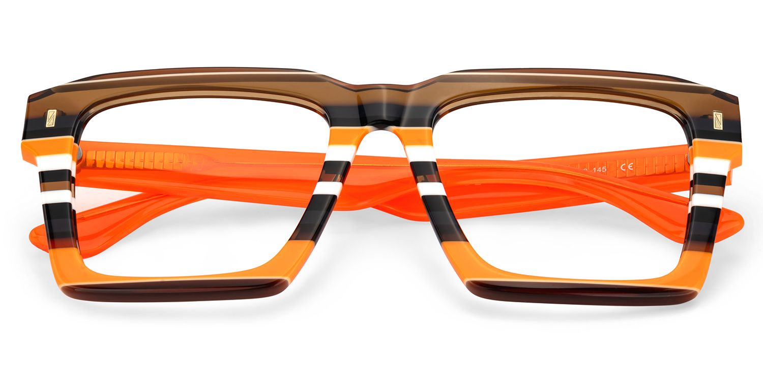 Kenish Orange-Braun Quadratisch Brille1