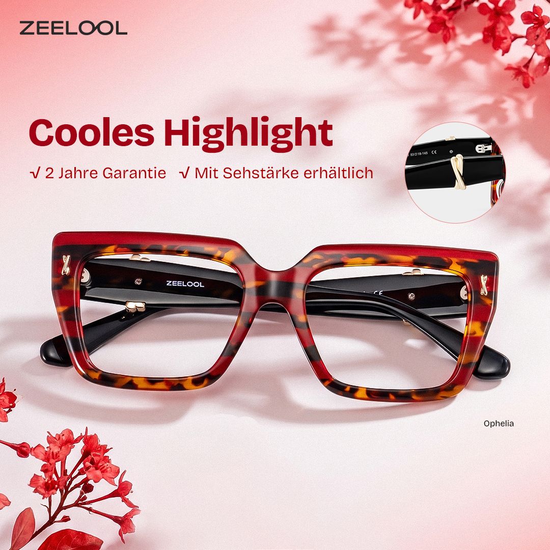 Ophelia Rote Schildpatt-Quadratbrille | ZEELOOL0