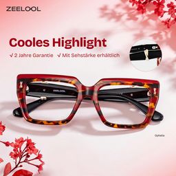 Ophelia Rot-Tortoise Quadratisch Brille0