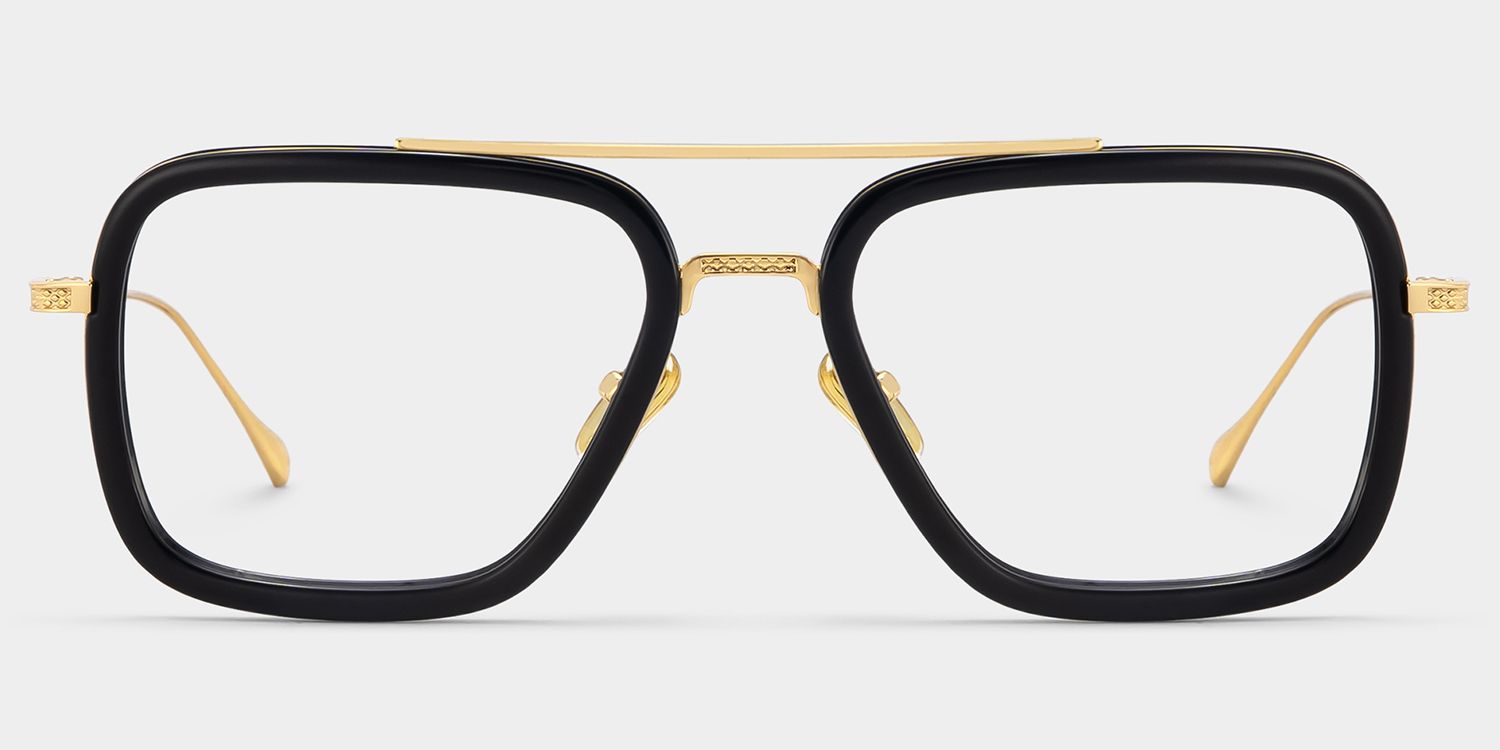 Gifford Schwarz Gold Pilot Brille0