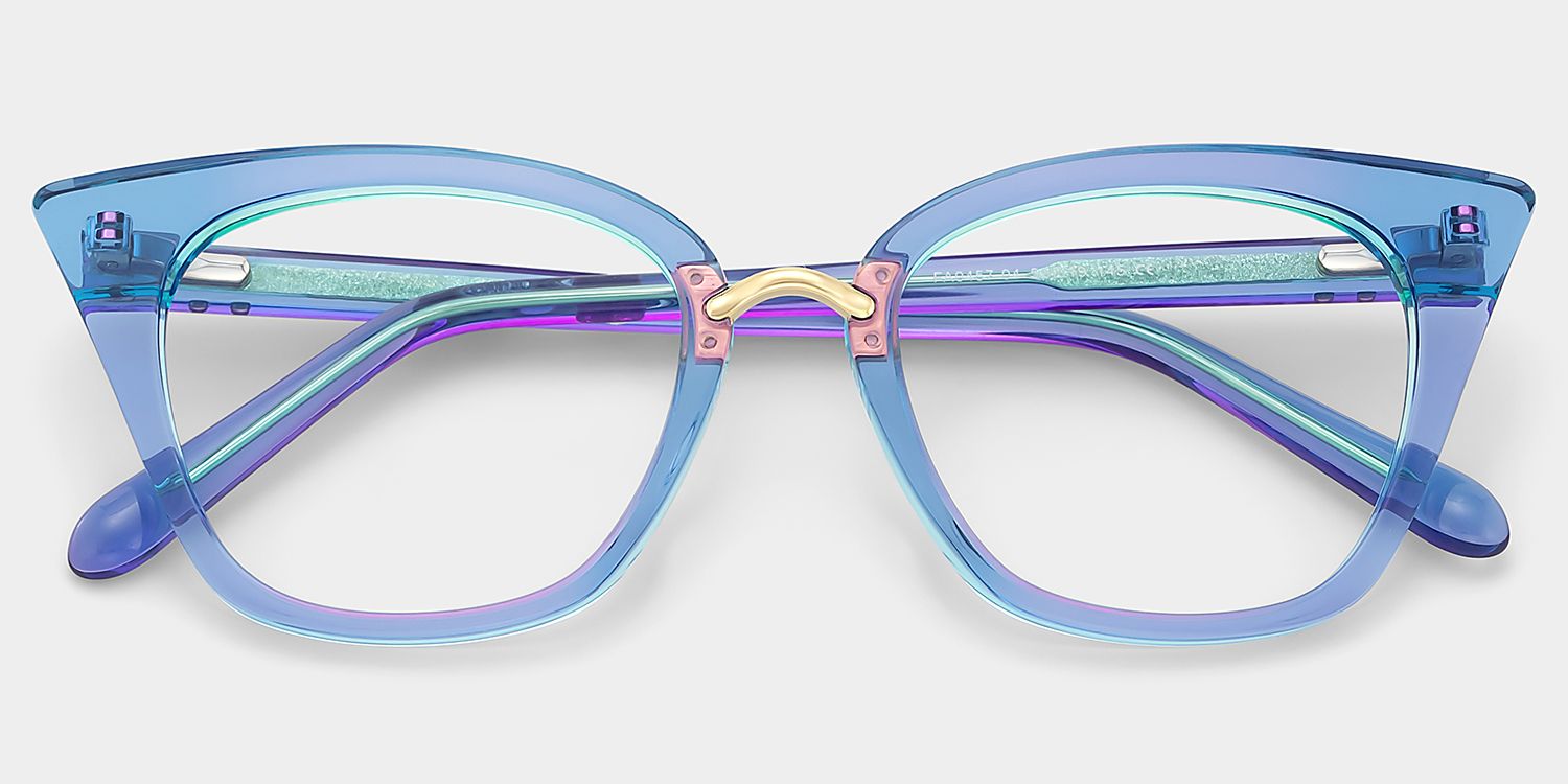 Martha Blaue Klar Cateye Brille1