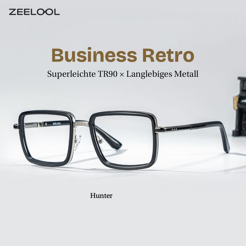 Hunter Schwarz Quadratisch Brille