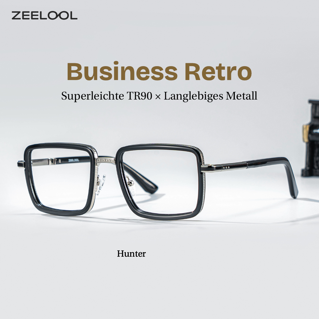 Hunter Schwarz Quadratisch Brille