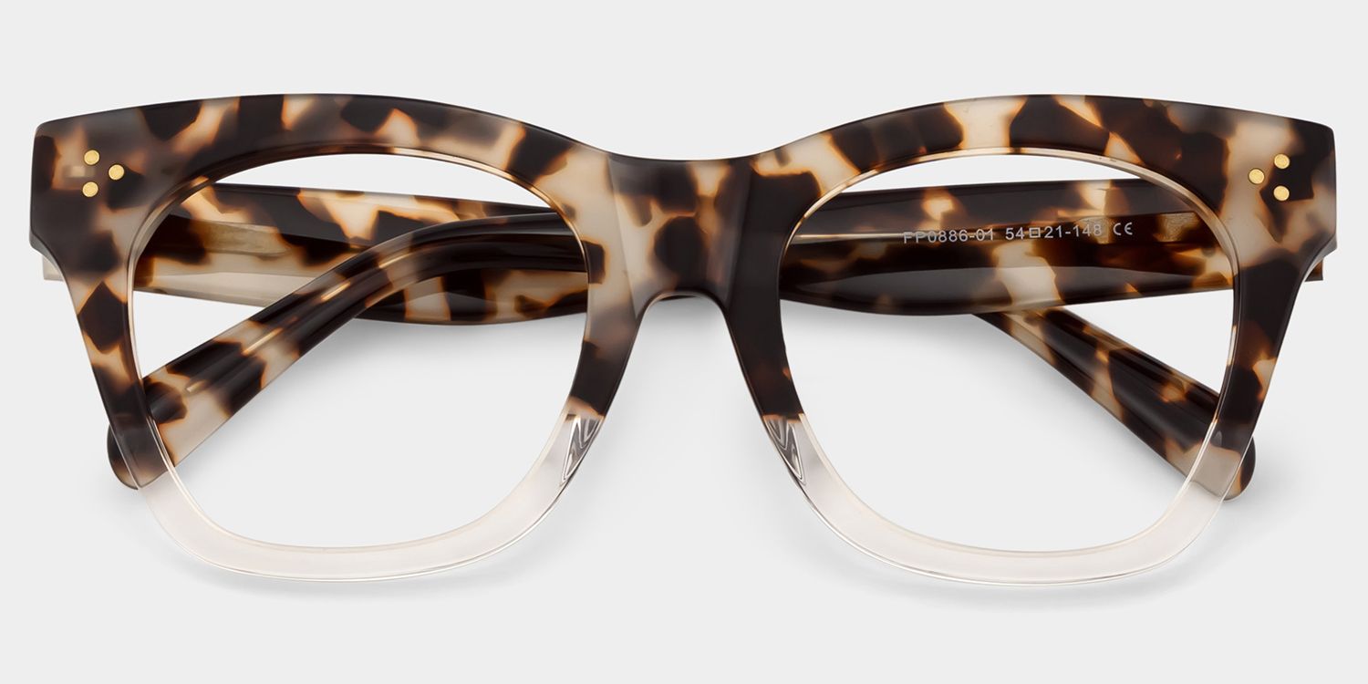 Tandy Hell Tortoise Rechteckige Brille1