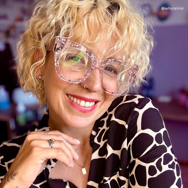 Minfia Rosa Kristall Quadratisch Acetat Brille7