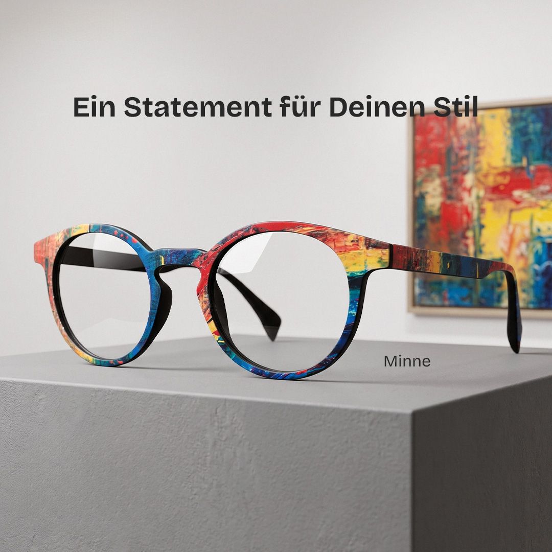 Minne Blau-Rot Rund Brille  | Zeelool Brillen0