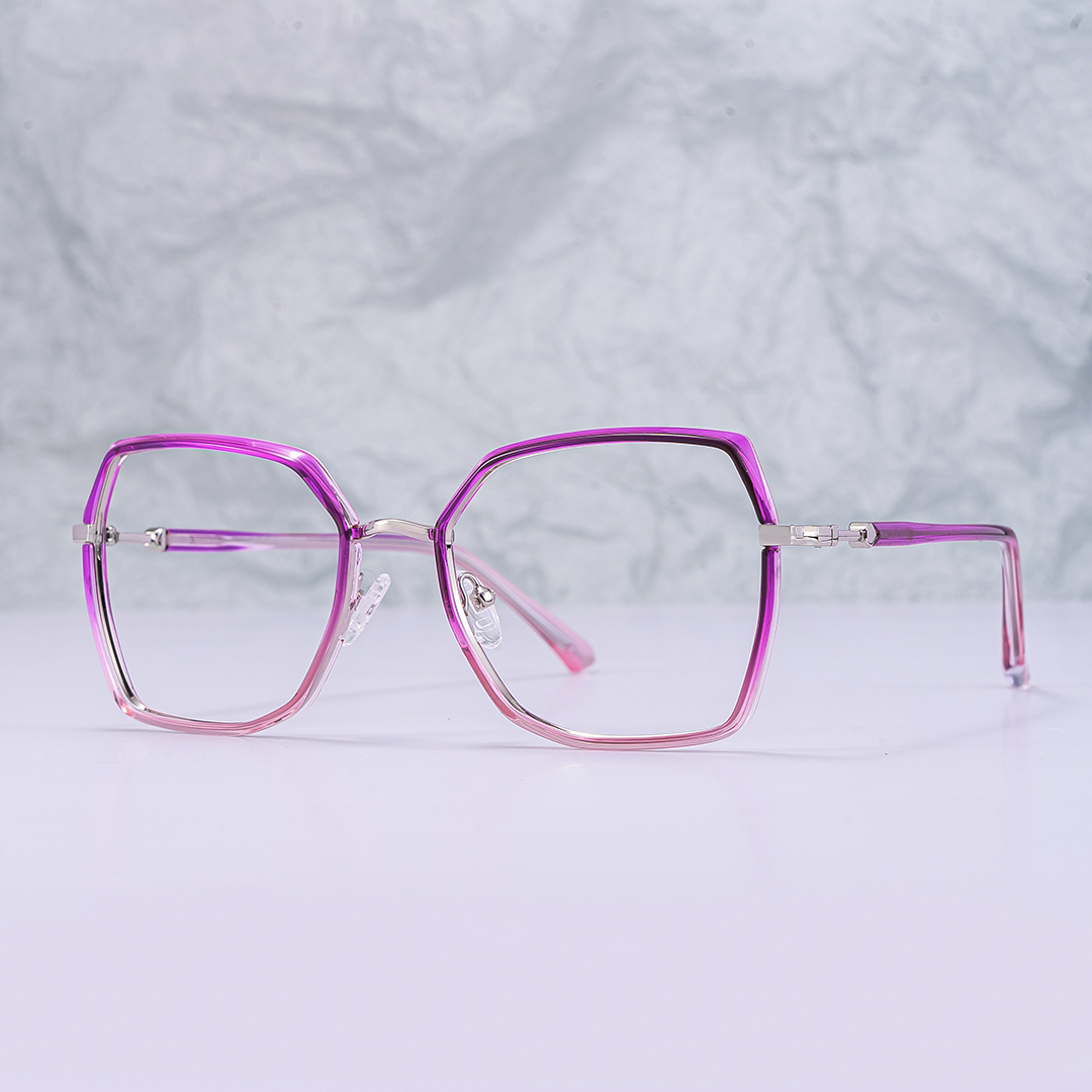 ZEELOOL Burt Lila-Rosa Rechteckig Brille