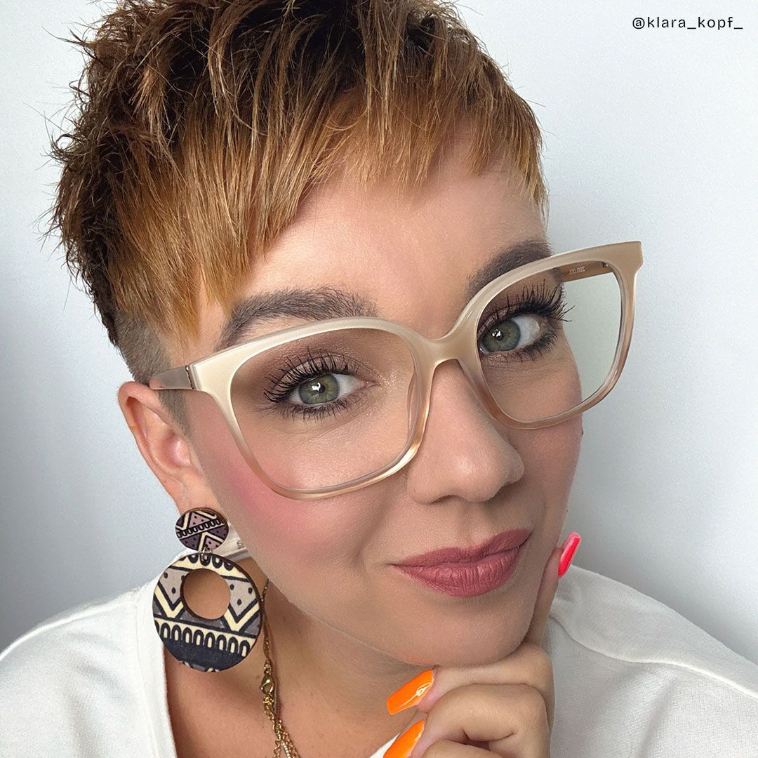 Caroline Beige Dünne Quadratische Brillengestelle zum Verkauf | ZEELOOL6
