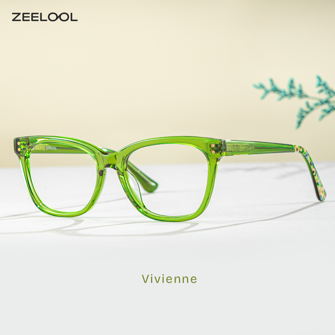 ZEELOOL Vivienne Grün Rechteckig Brille