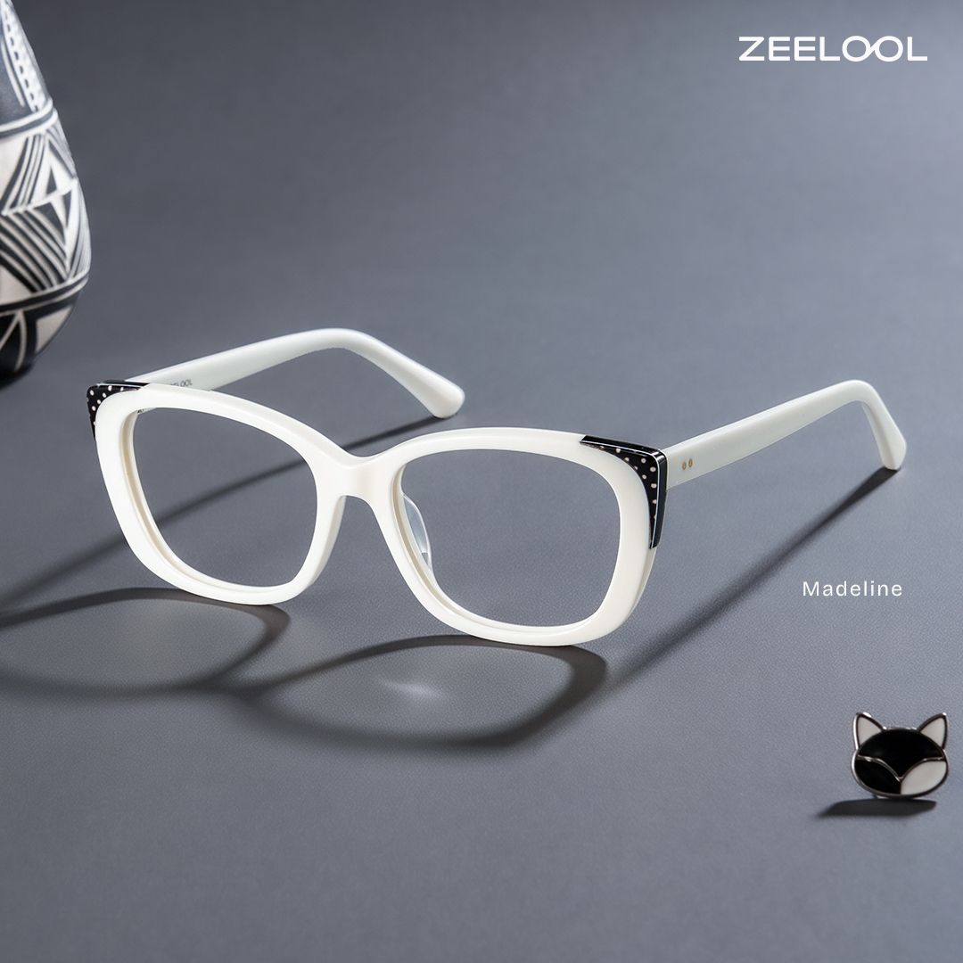 Madeline Weiße Cat-Eye-Brillen im Angebot | ZEELOOL2