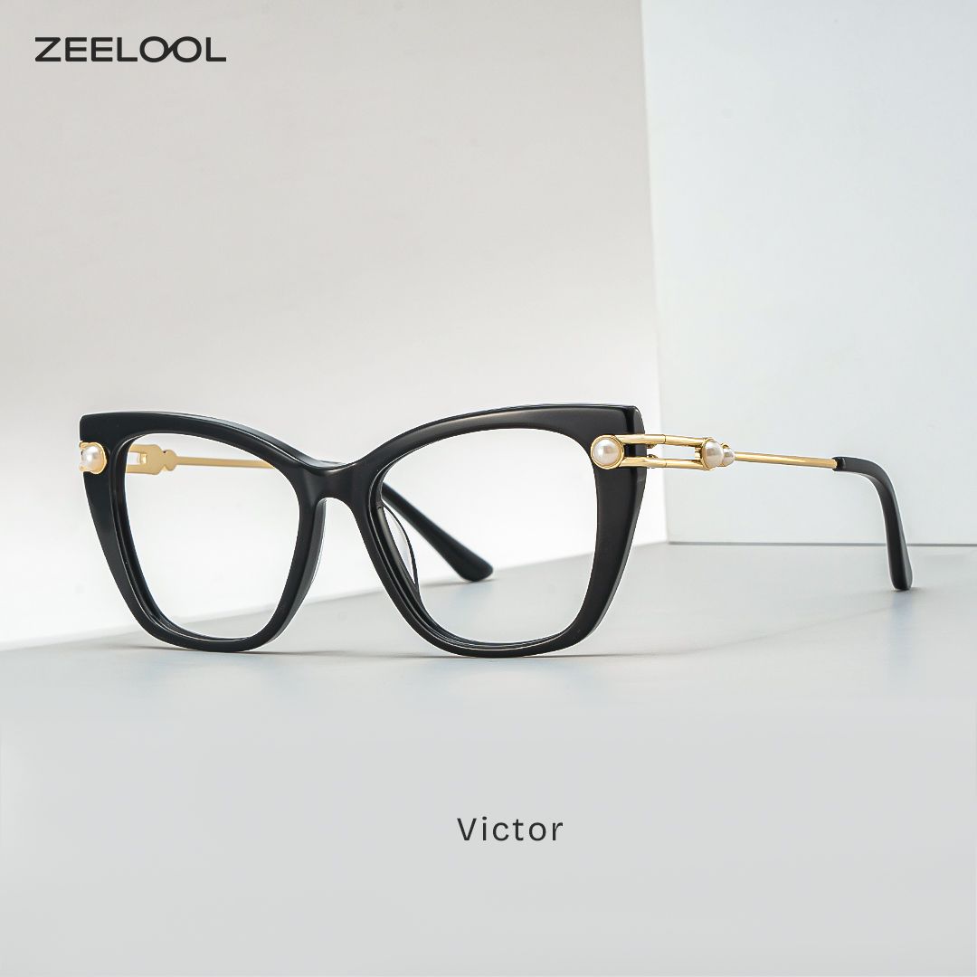 Victor Schwarz Cateye Gemischte-Materialien Brille1