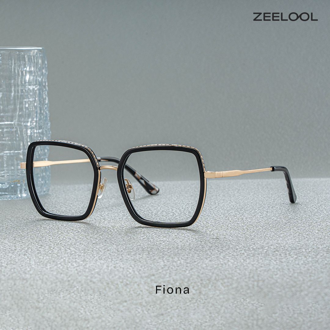 Fiona Schwarz Quadratisch Gemischte-Materialien Brille0