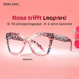 Malcolm Rosa-Leopard Quadratisch Brille0