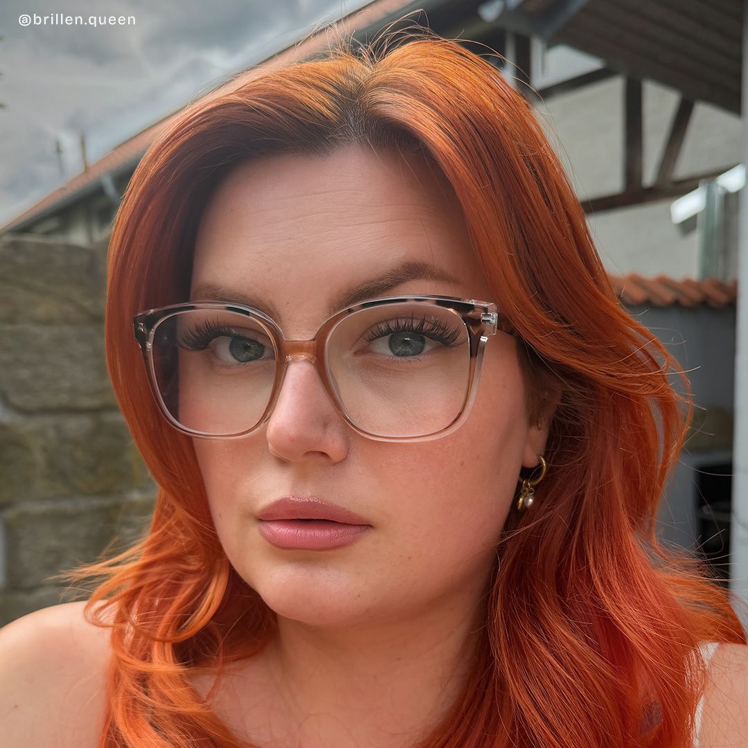 Siner Beige Quadratisch Brille6