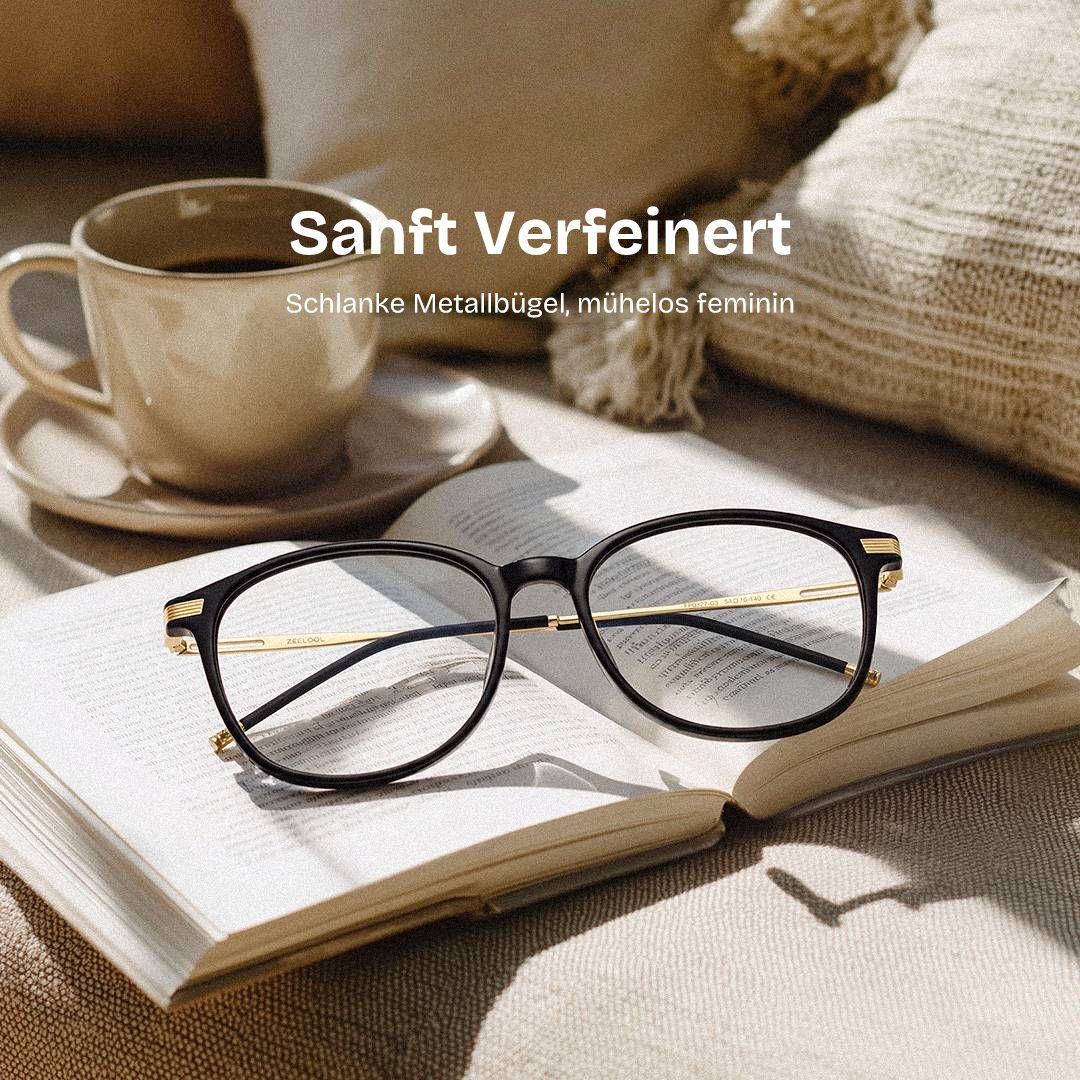 Greene Schwarze Eckige Brille mit Mix-Rahmen für Damen | ZEELOOL0