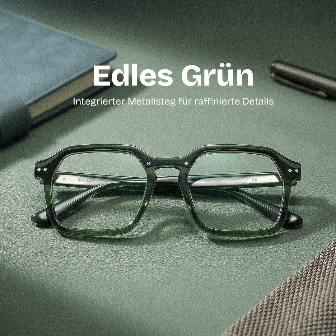 Brendan Grüne Geometrische Brille mit Mischrahmen | ZEELOOL2