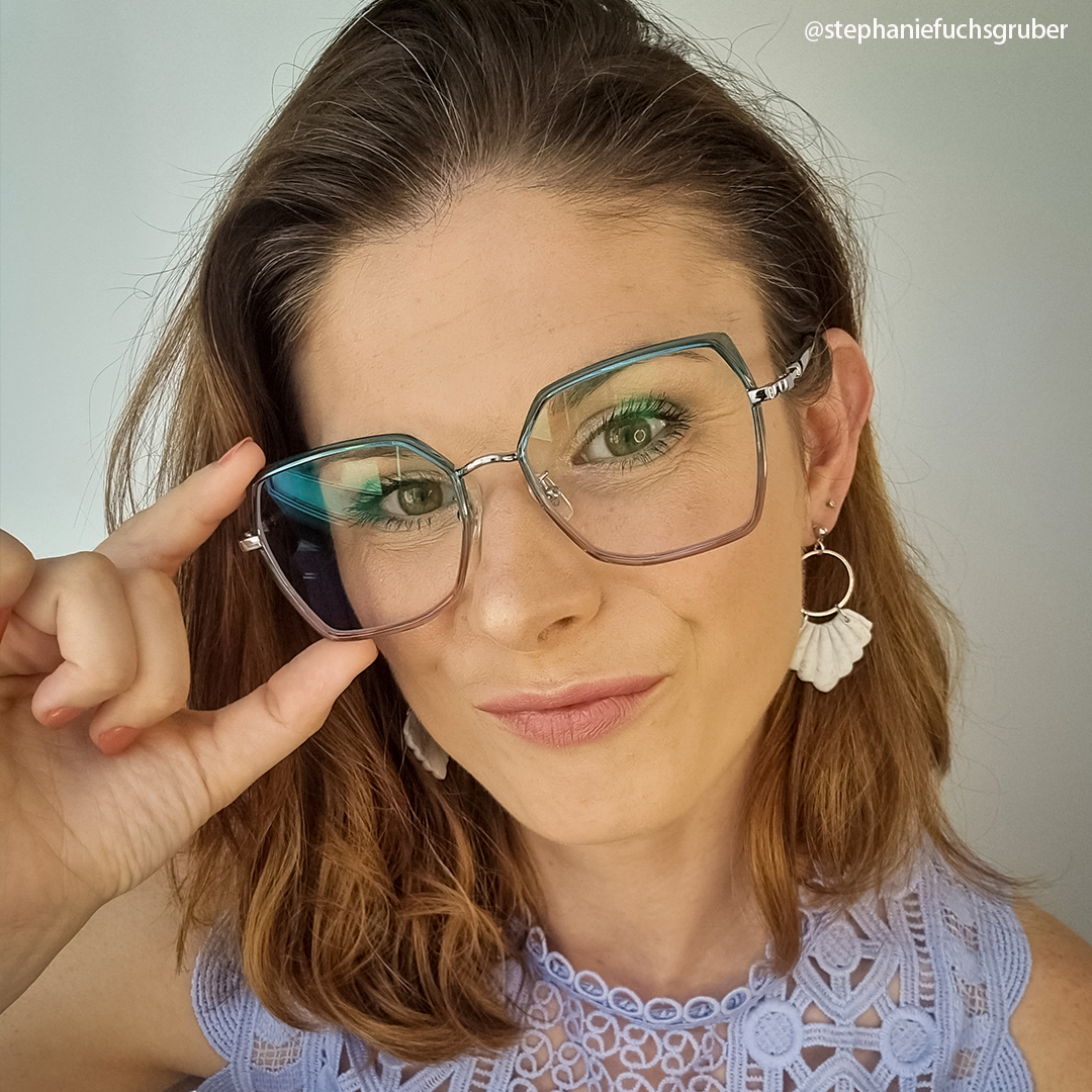 Burt Blau-Rosa Rechteckig Brille