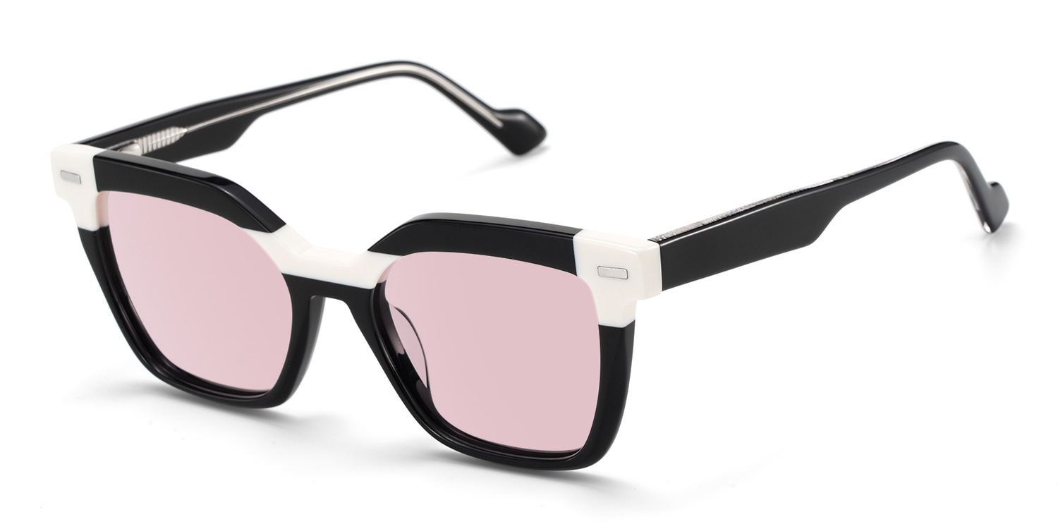 Nidia Schwarz-Weiß Quadratisch TR90 Brille2