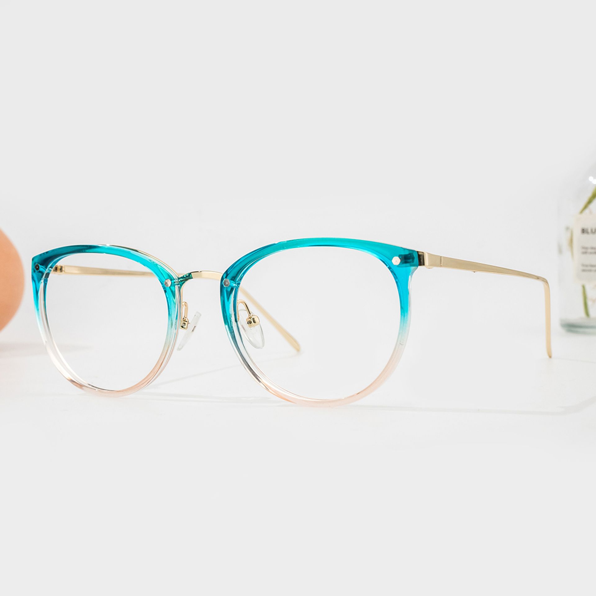 Abbas Blau-Rosa Rund Brille0