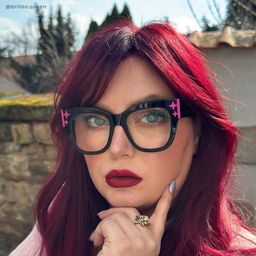 Minfia Schwarz-Rosa Quadratisch Brille8