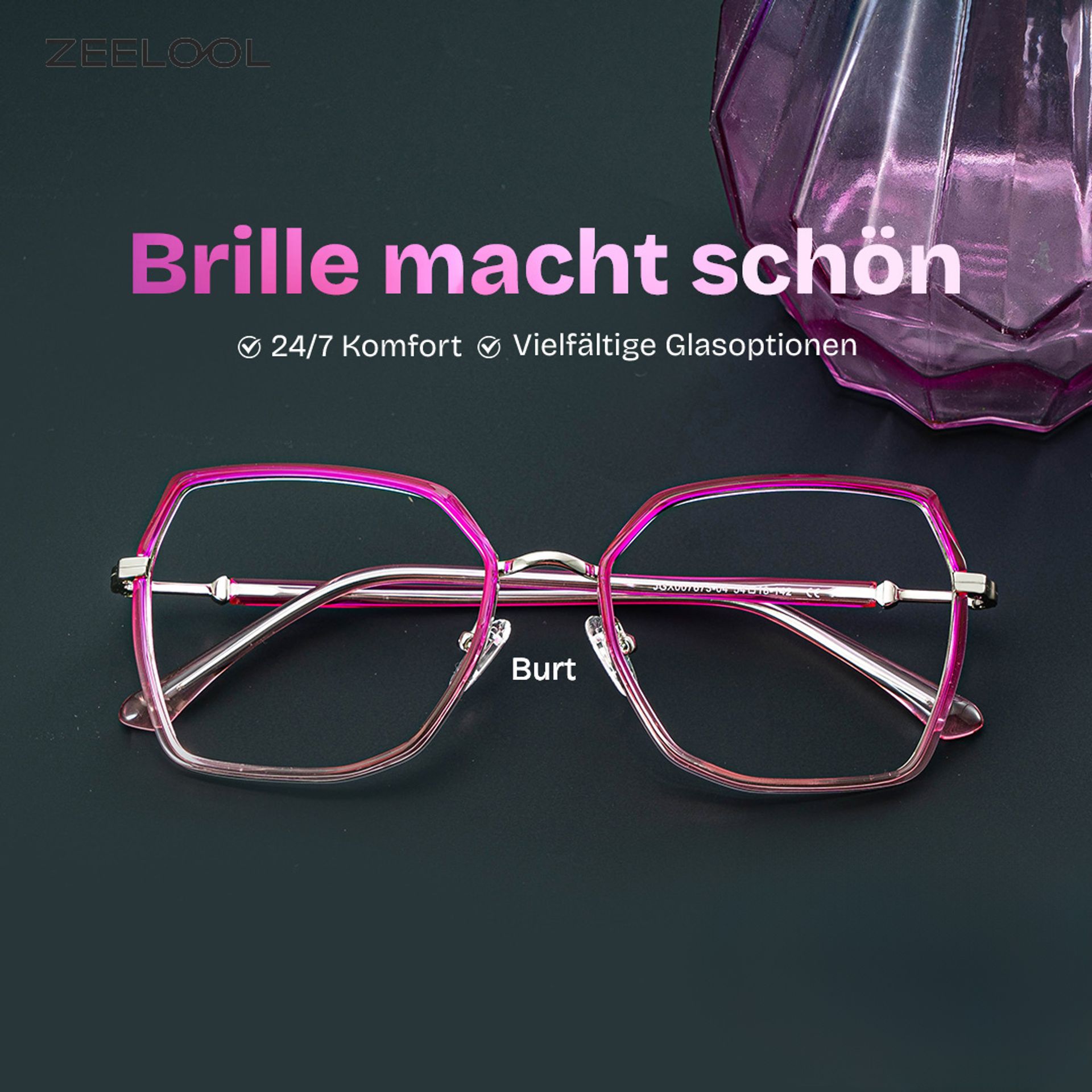 Burt Lila-Rosa Rechteckig Brille0