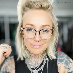 Vaughan Dunkellila Cateye Brille5