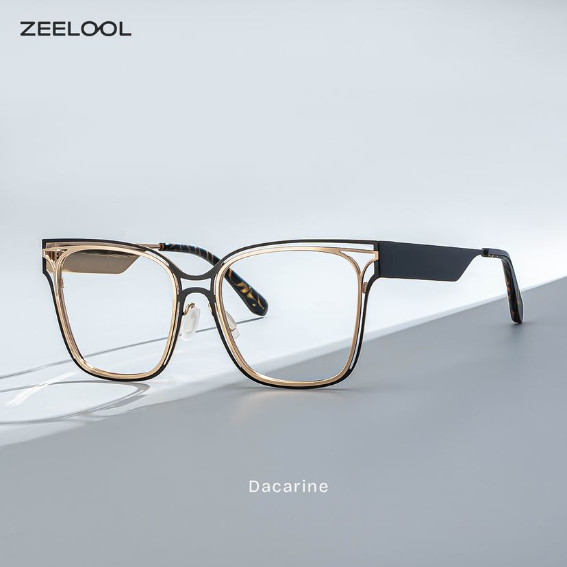 Dacarine Schwarz-Gold Quadratisch Brille