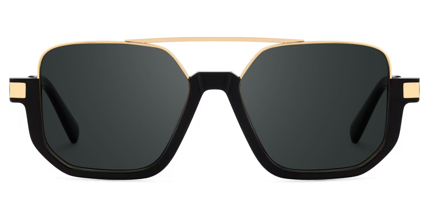 Oromiya Schwarz-Gold Pilot Gemischte-Materialien Brille0