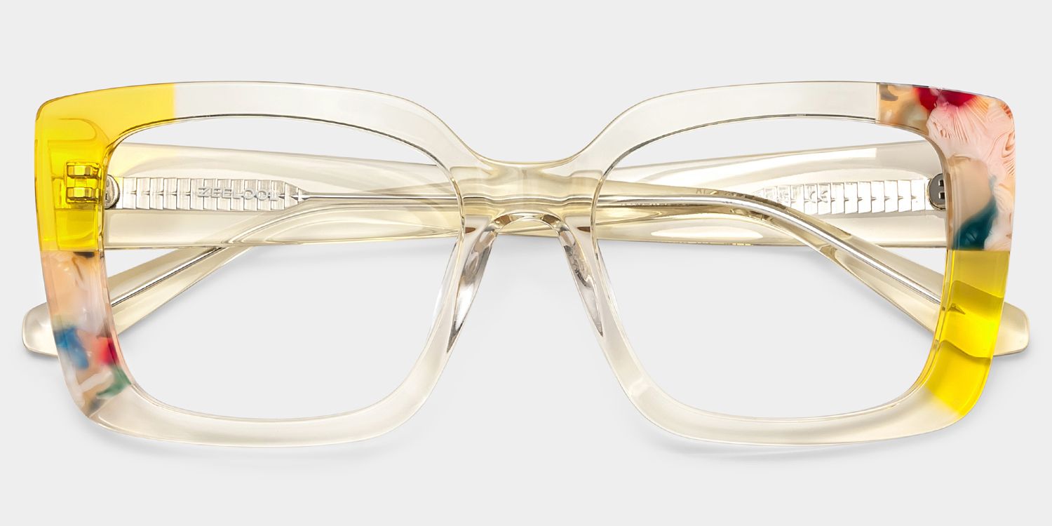 Flair Gelb Quadratisch Brille4