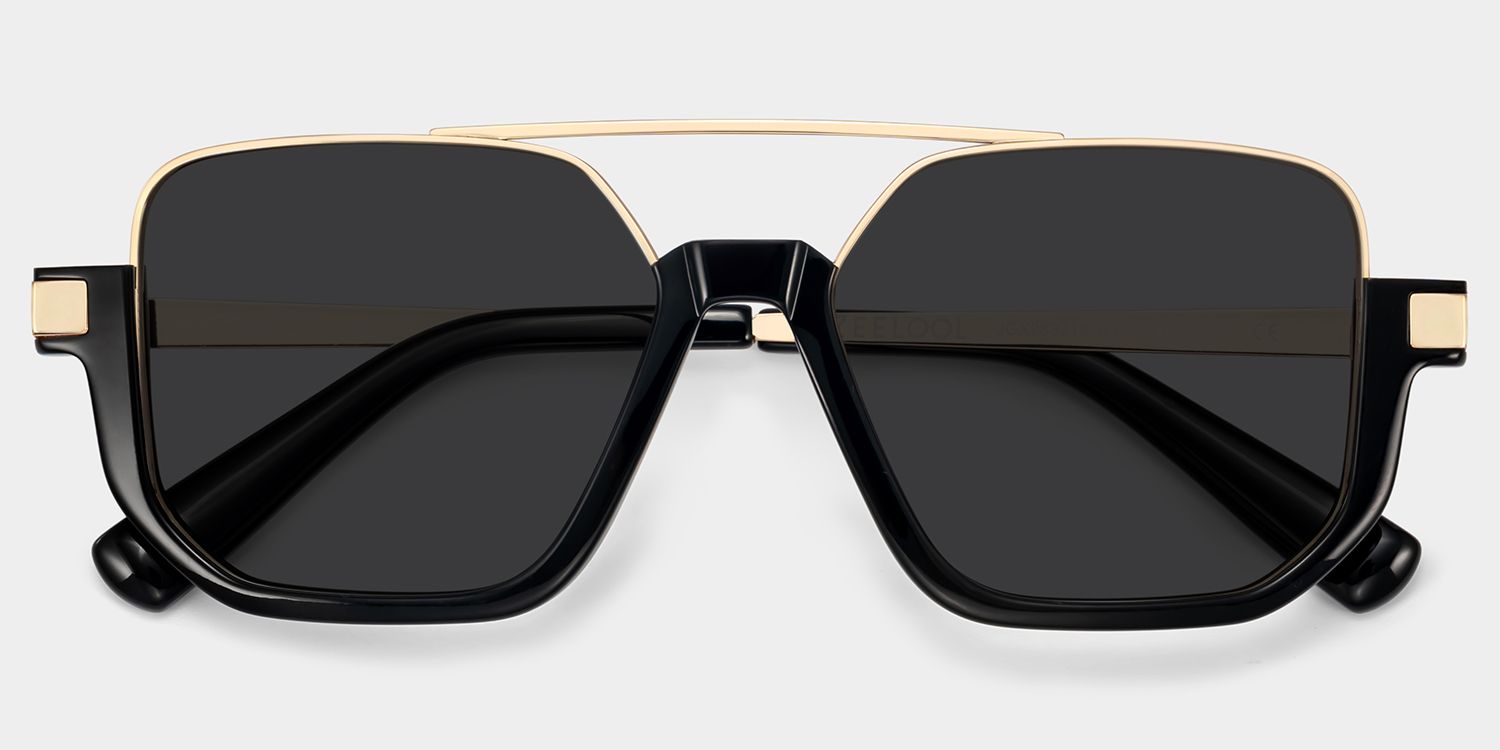 Oromiya Mixed Schwarz-Gold Aviator Sonnenbrille | ZEELOOL1