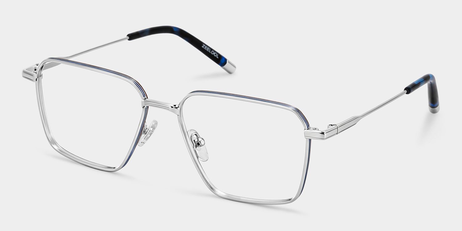 Ashley Eckige Brille in Silber mit Preppy-Chic | ZEELOOL4